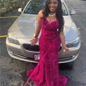 Glamorous Fuchsia Sequin Dress